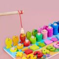 Montessori Educational Wooden Board 4 In 1 Educational Games With Number Counting Stacking Colors Sorting Shapes Fishing Game Fun Educational Toy In Bright Colors For Kids. 
