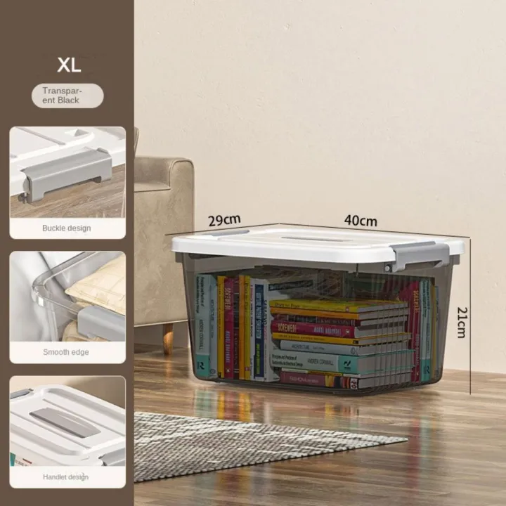 Practical%20Transparent%20Black%20Storage%20Box%20with%20Lid%20Plastic%20Organizing%20Box%20Stackable%20Space%20Saving%20Tote%20Container%20Clothing%20-%20Image%208