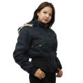 Black Polyester Front Pocket Design Jacket For Women. 