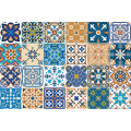 Artsy Home Elegant Basilicato Pattern Cement Tile Wall Stickers, Vibrant Floral/Mosaic Design, 48pcs 10cm x 10cm. 