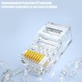RJ45 Cat6 Pass Through Connectors Gold Plated 8P8C Ends for RJ45 Ethernet UTP Network Cable Transparent Cat6 Connectors Plug. 