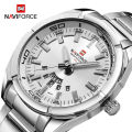 NaviForce NF9038 Day Date Function Analog Watch For Men - Silver. 