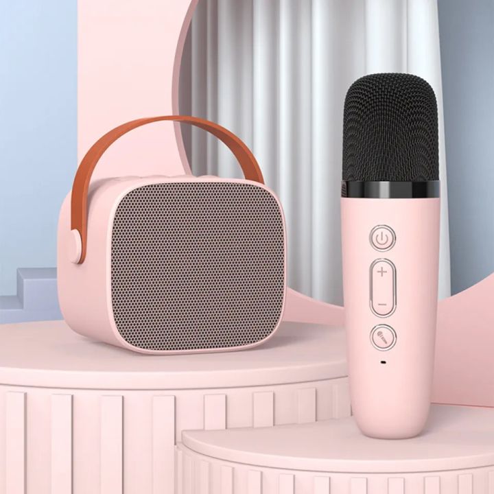 Mini Karaoke Machine Bluetooth Speaker with 2 Wireless Microphone ...