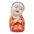 White/Orange Ceramic Little Buddha Statue 6 Inch. 
