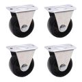 4Pcs Low Profile Black Rubber Caster Wheels Small Trolley Wheels 1'' Fixed Castors Workbench. 
