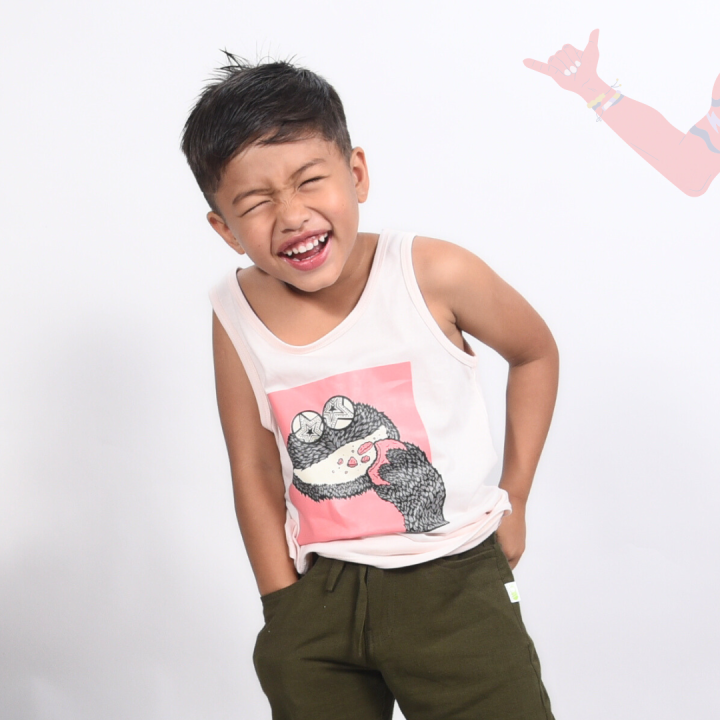 Boys Cotton Sando Tshirt - Kids Dress Wear by Nino Baby Clothing - Cookie Monster Print