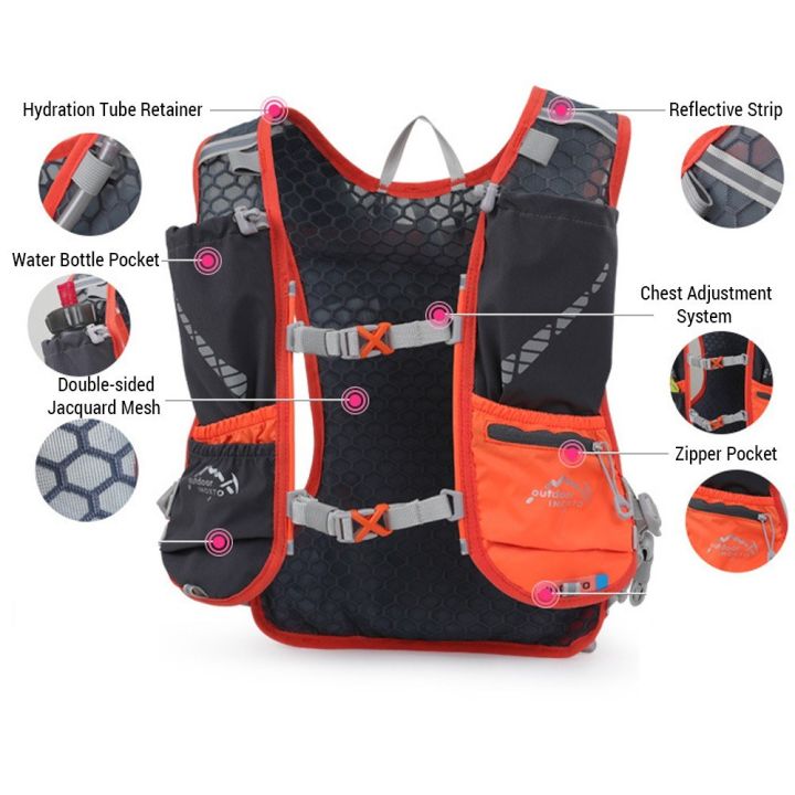 INOXTO%205L%20Hydration%20Vest%20Backpack%20Water%20Running%20Vest%20Pack%20with%201pc%201.5L%20Water%20Bladder%20and%202pcs%20450ml%20Soft%20Water%20Bottles%20-%20Image%204