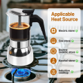 Glass Clear 9 Cup Moka Pot Stainless Steel Thickened Stovetop Espresso Maker Coffee Machine 450ml 15oz Italian Design. 