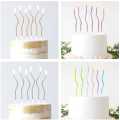 Metallic Curve Candles for Cake Decoration 6 Pcs Set. 