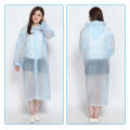 EVA Transparent Polka Dot Print Hooded Front Button Raincoat. 