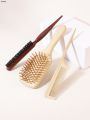 Sutuiying 3PCS styling set, natural bamboo and wood anti-static massage Sales promotion brush, pointed tail comb, wooden comb, household salon tool. 