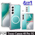 Tecon Camon 40Pro Case Magnetic Sticker Shockproof Phone Case for Tecon Camon 40 30 Pro 4in1 Soft Hydrogel Film+ Camera Lens Film. 