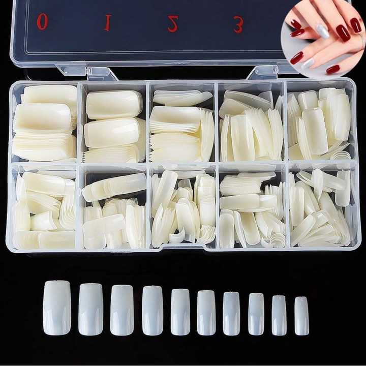 100 Pcs Fake Nails Cream With Glue