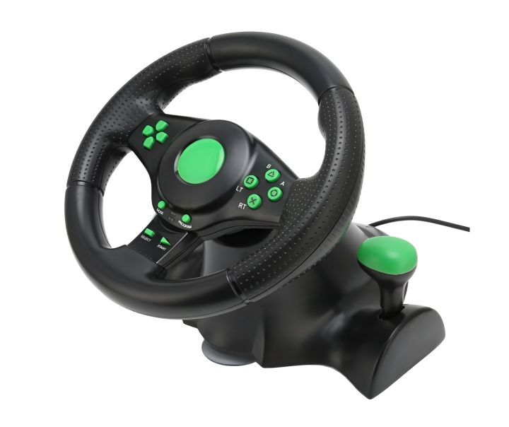 Gaming Steering Wheel with Pedals 180 Degree Rotation Vibration USB PC Steering Wheel for X-Box 360/PS3/PS2/PC