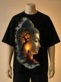 Meditating Buddha |Tree Lord Buddha Graphic Printed T-Shirt-Blue, Black, Brown. 