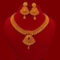 24K Gold Plated Mini Haar Necklace With Matching Earring - Nepali Real Gold Design Bridal Jewelry Necklace Set. 