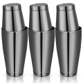 3Sets Cocktail Shakers Professional Bar Shaker Boston Shaker Set Stainless Steel Martini Shaker Drink Mixer(Silver) Easy Install Easy to Use. 