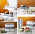 Cooking Lunch Box Stainless Steel Electric Lunch Box 2 Layer Thermal Heating Food Steamer Cooking Container. 