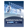 JAERBEE Portable Handheld Turbo Fan, 5 Gear Wind, Battery Operated, Up to 12 Working Hours, Hand Fan with Air Turbo Tech White. 