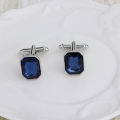 Kqueebee 1 Pair Fashion Men's Cufflinks Fashion Round Eyes Shirt Cufflinks Cuff Links Mens (Silver+Blue) & 1 Pair Fashion Diamond Colorful Glass Cufflinks Cuff Links Women Mens (Blue). 