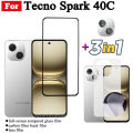 3 IN 1 Tecno Spark 40C Tempered Glass Film For Tecno Spark 40 Saprk 30 Spark 30C Spark Go 2 Go 2025 2024 Full Cover Screen Protector Glass +Camera Lens Film+back film. 