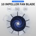 Replacement 0.5" Inner Bore 10 Impeller Air Compressor Motor Fan Blade Black. 