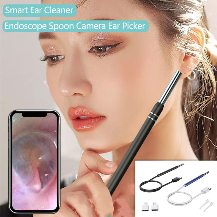 Smart Ear Cleaner Endoscope with Camera, Wifi Ear Picker, Stainless Steel Ear Spoon, Compatible with Android, MacBook, Windows PC, 12CM Stick Length