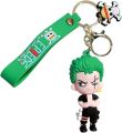 DAIYAMONDO Premium Keychain Of World Famous Zoro One Piece Anime 3D Keychain Rubber Silicone Action Character Key rings! Perfect for Bag Charm, Car & Bike Gifting & Anti-Rust. 