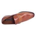 Brown Leather None Lace Side Clip On  Black Horse  Formal Shoes For Men. 