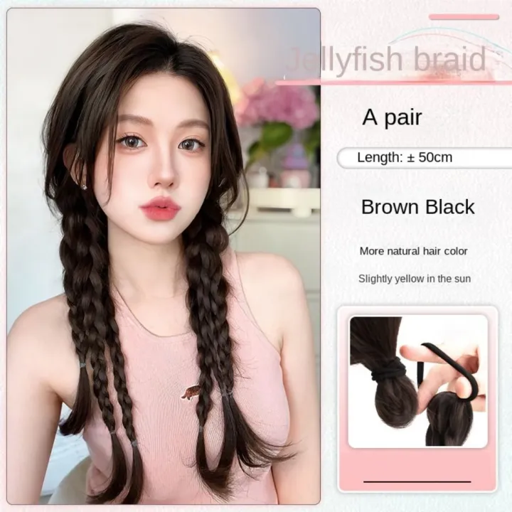 Linman%202Pcs%20Hair%20Accessories%20Synthetic%20Boxing%20Braids%20Ponytail%20Rubber%20Band%20HaiLuxury%20r%20Extension%20Pony%20Tail%20Hairpiece%20Long%20Natural%20Twist%20Braid%20Wig%20for%20Women%20-%20Image%206