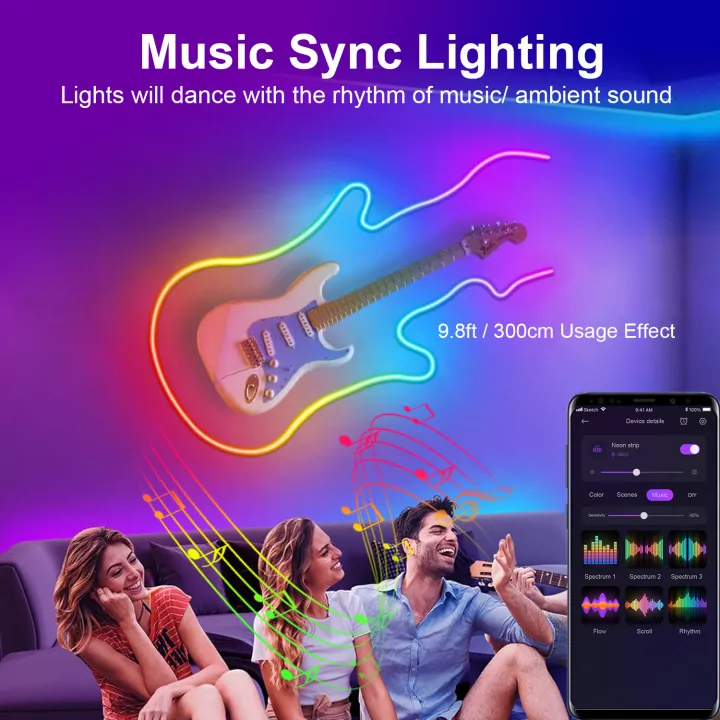 Gaming,%20DIY%20Timing%20Tape%20Silicone/21MeRGBW%20Neon%20LED%20Strip%20Light/3M%20Neon%20Rope%20Light%20Music%20RGBDreamcolor%20Chase%20Strip%20for%20Room%20-%20Image%204