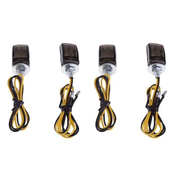 NAMUNY 4Pcs Universal LED Black Tiny Small Indicators Turn Signals Motorcycle Motor Bike for