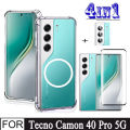 Tecon Camon 40Pro Case Magnetic Sticker Shockproof Phone Case for Tecon Camon 40 30 Pro 4in1 Soft Hydrogel Film+ Camera Lens Film. 
