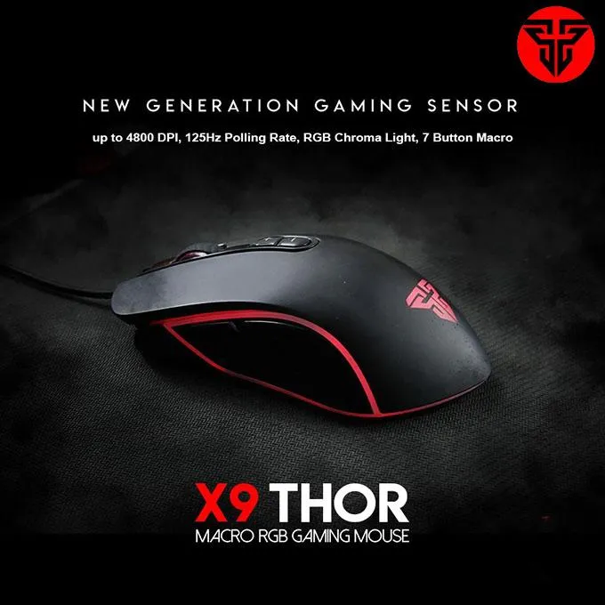 Fantech X9 Thor 4800 Dpi Programmable Rgb Backlit Usb Wired Gaming Mouse Black