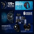 Green Orbit 2.0 AI Smartwatch  In-Build DA GPT, 1.43" Super AMOLED Display  IP68 Water Resistance  123+ Sports Modes  BT Calling  Metallic Body With Stainless Steel & Leather  BT V5.3  250mAh Battery  30Days Standby Time  AOD  1 Year Warranty. 