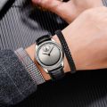 Wenefang Watch 2Pcs Set Free Bracelet Fashion Men Business 2025 New Black Leather Waterproof Quartz Watches. 