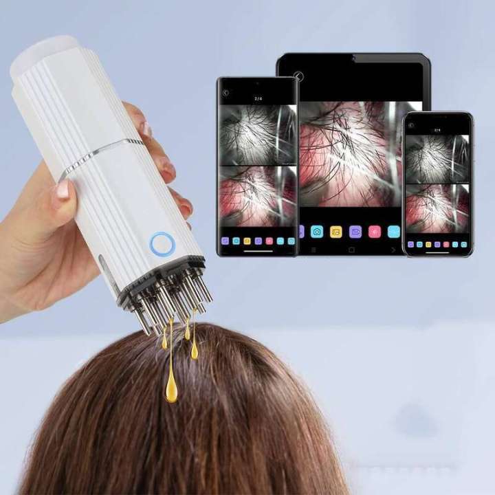 Hair Serum Applicator Comb Portable Electric Visual Scalp Vibration 650nm Red Light for Follicle Stimulation Head Massage Relax