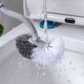 Plastic Curved Long Handled Creative No Dead Angle Soft-Bristled Toilet Cleaning Brush. 
