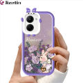 Jizetin for Realme C33 Back Cover Rose Rabbit Square Camera Soft Rubber Phone Case. 