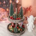 Nullmul Mini Christmas Tree Small Pine Trees on the Wooden Base Home Desktop Decoration. 