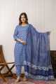Fabdale Women’s Pure Cotton Printed Kurta Pant with Dupatta Set | Green Floral Ethnic Wear (DVST-017). 