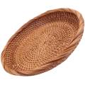 NAMUNY 2 Pack Rattan Woven Storage Basket,Bread Basket Display Basket Fruit Candy Cake Tray,for Keys,Wallet,Cell Phone(7.5Inch). 