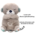 Breathing Otter Plush Soothing Bear Baby Sleep Snuggle Buddy Teddy White Noise Music Sleeping Sound Light Rhythmic Doll Toy Gift. 