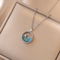 Ocean Heart Dolphin Pendant Necklace with Stainless Steel Clavicle Chain - Perfect Gift for Girlfriend. 