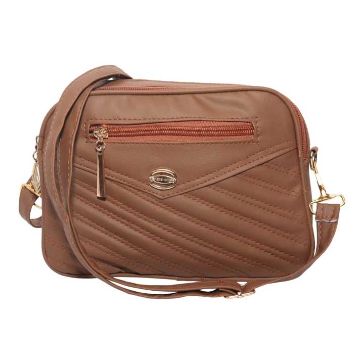 Brown Color Side Zippered Design Crossbody/Shoulder Bag For Women