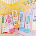 Kawaii Kit Complete Supplies (Pencil 2Pcs, Eraser, Sharpener,Ruler) Utiles Escolares. 