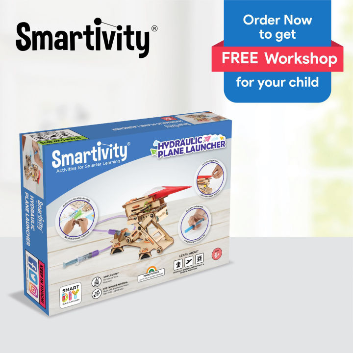 Smartivity Hydraulic Plane Launcher Stem DIY Fun Toy For Kids 6 To 12 Years, Educational & Construction Based, Learn Science Engineering Project