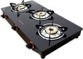Butterfly Trio 3 Burner Glass top Gas Stove, Black, Auto Ignition. 