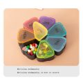 2X Round Portable Pill Box Medicine Planner Round Shaped Small Case Weekly Pill Organizer 7-Sided Pill Reminder. 