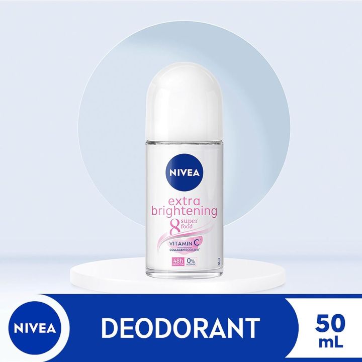 83747 Nivea Extra Brightening 8 Super Food, Vitamin C Collagen Booster Underarm Roll on Deodorant, Size 50 ml